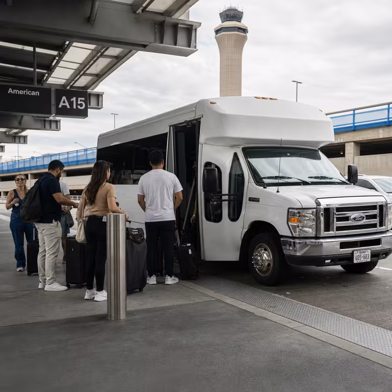 Black Mercedes Sprinter van staged for an Dallas Airport Transportation group