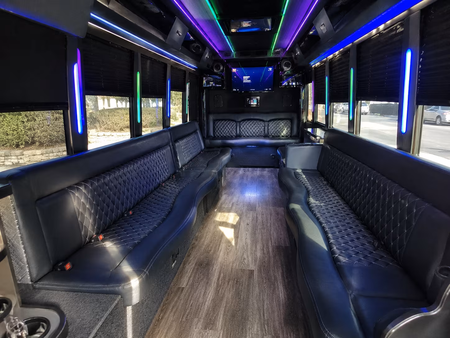 Dallas Bachelor & Bachelorette Transportation party bus interior