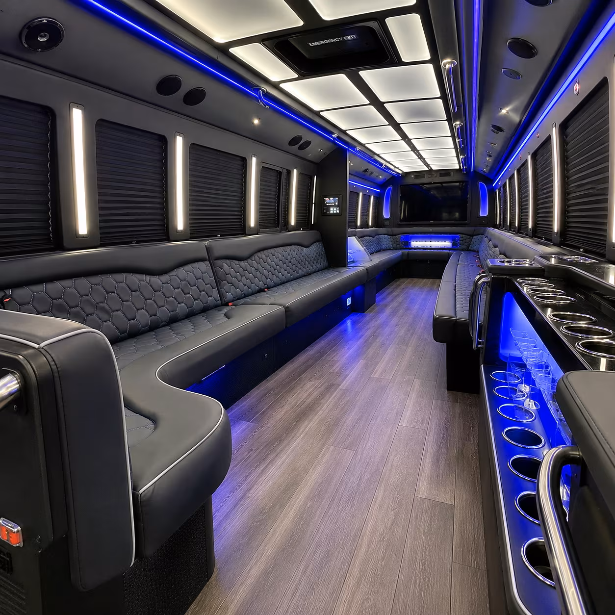 Dallas Prom & Homecoming Transportation party bus interior