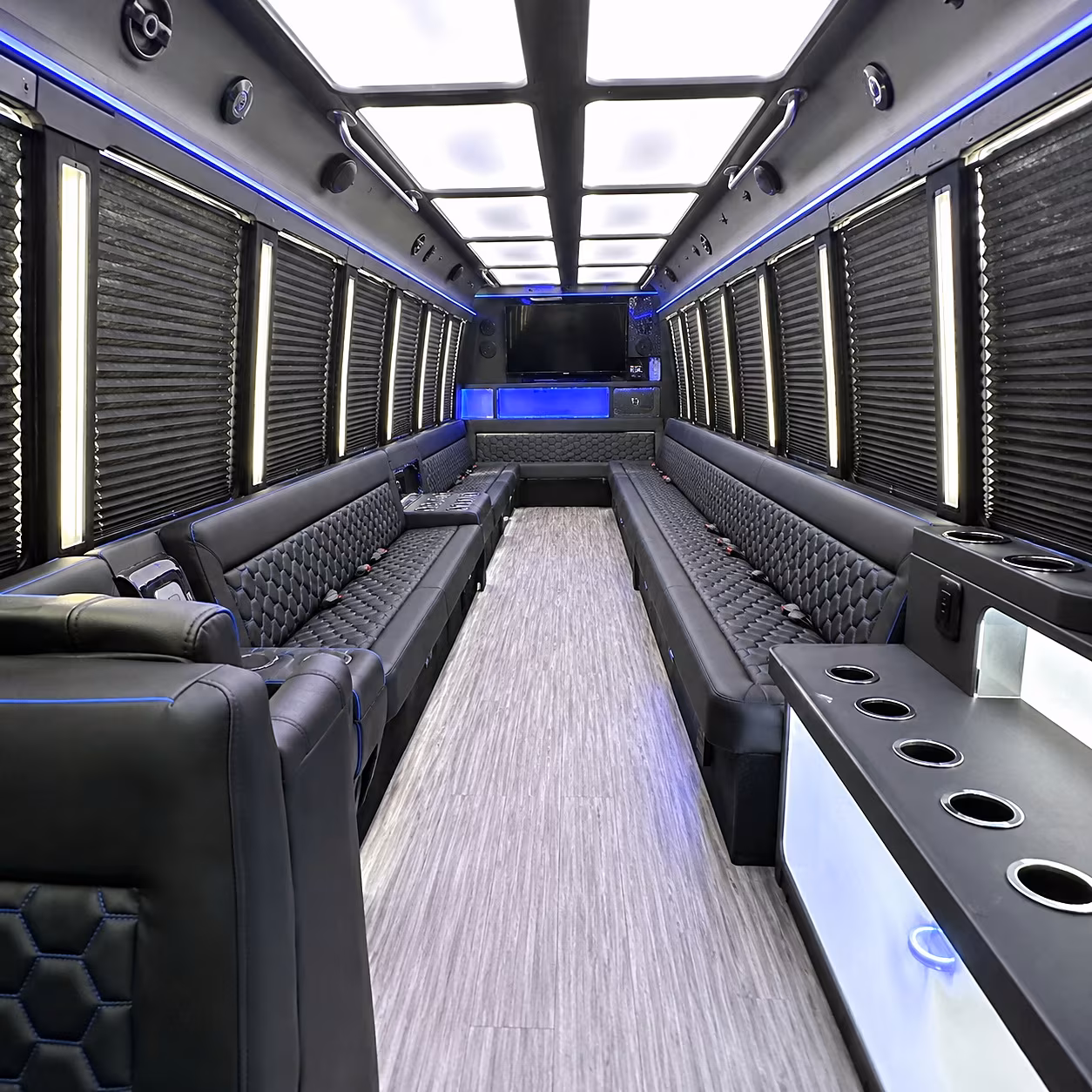 Dallas Prom & Homecoming Transportation party bus interior