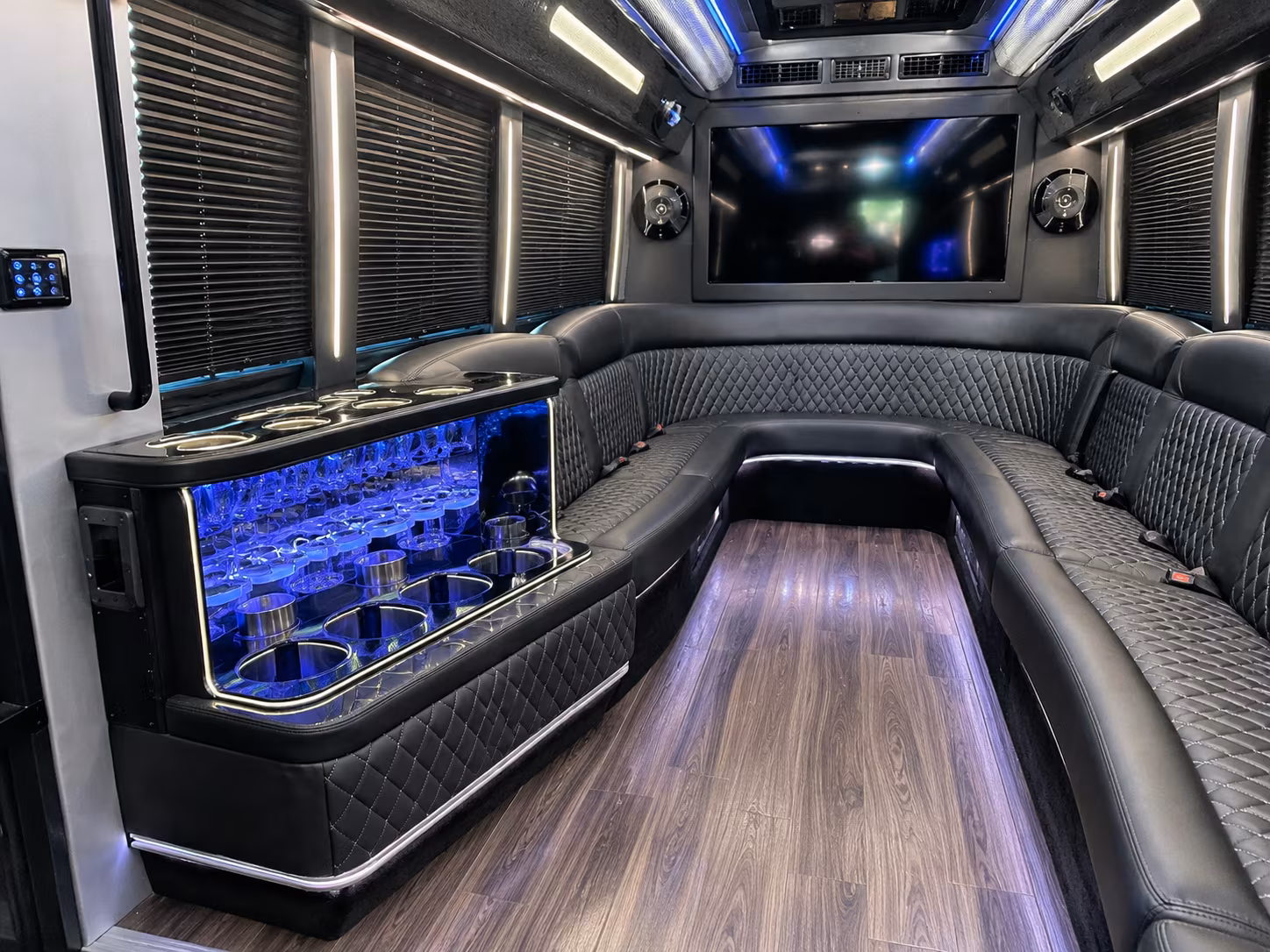 Dallas Wedding Transportation party bus interior